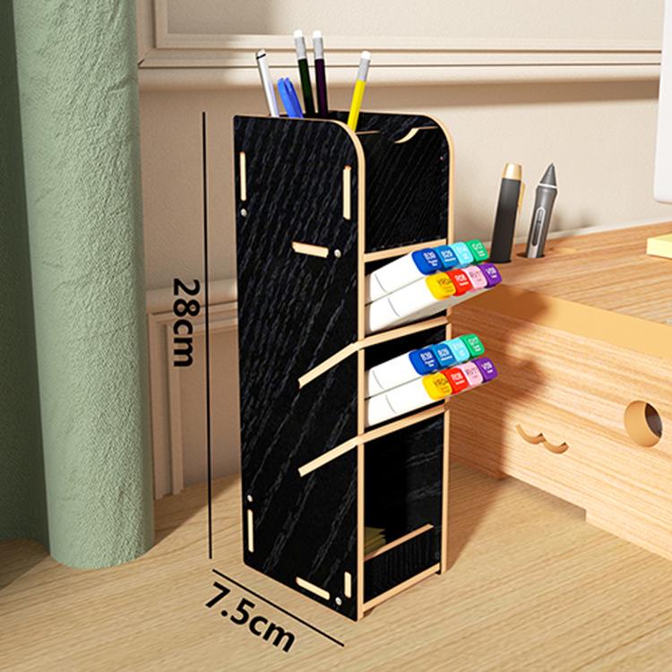 Wooden Slanted Pen Holder & Desk Organizer for Students