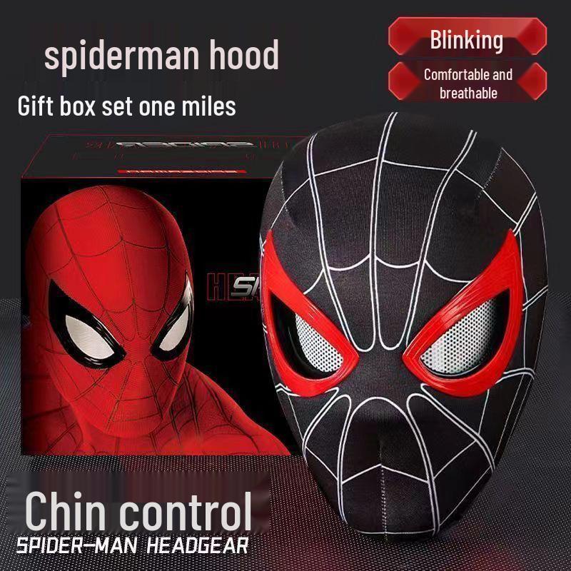 Electric Spider-Man Mask with Blinking Eyes - Light-Up Cosplay Helmet Toy for Kids