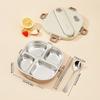 3/4 Grid Portable Square Lunch Container With Cutlery Capybara 304 Stainless Steel Divided Lunch Box For Kids Student Heatable