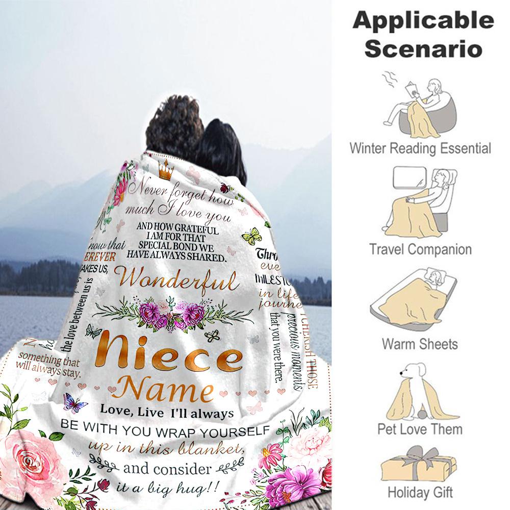 Niece Personalized Name Blanket Throw Personalized Blanket Ultra-Soft Throw For Livingroom Seaside Sofa Couch All-Season Use