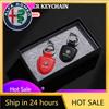 Bildekaler För Alfa Romeo Läder Bilnyckelring Logotyp Styling Nyckelringringar Auto Tillbehör För Alfa Romeo 4C 159 166 Mito 147