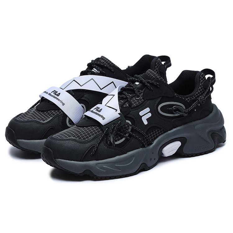 FILA Fusion Raccoon XWM Fabric Synthetic Leather Trendy Sports Low-Top Casual Shoes Women sneakers Black Gray T12W227331FBG