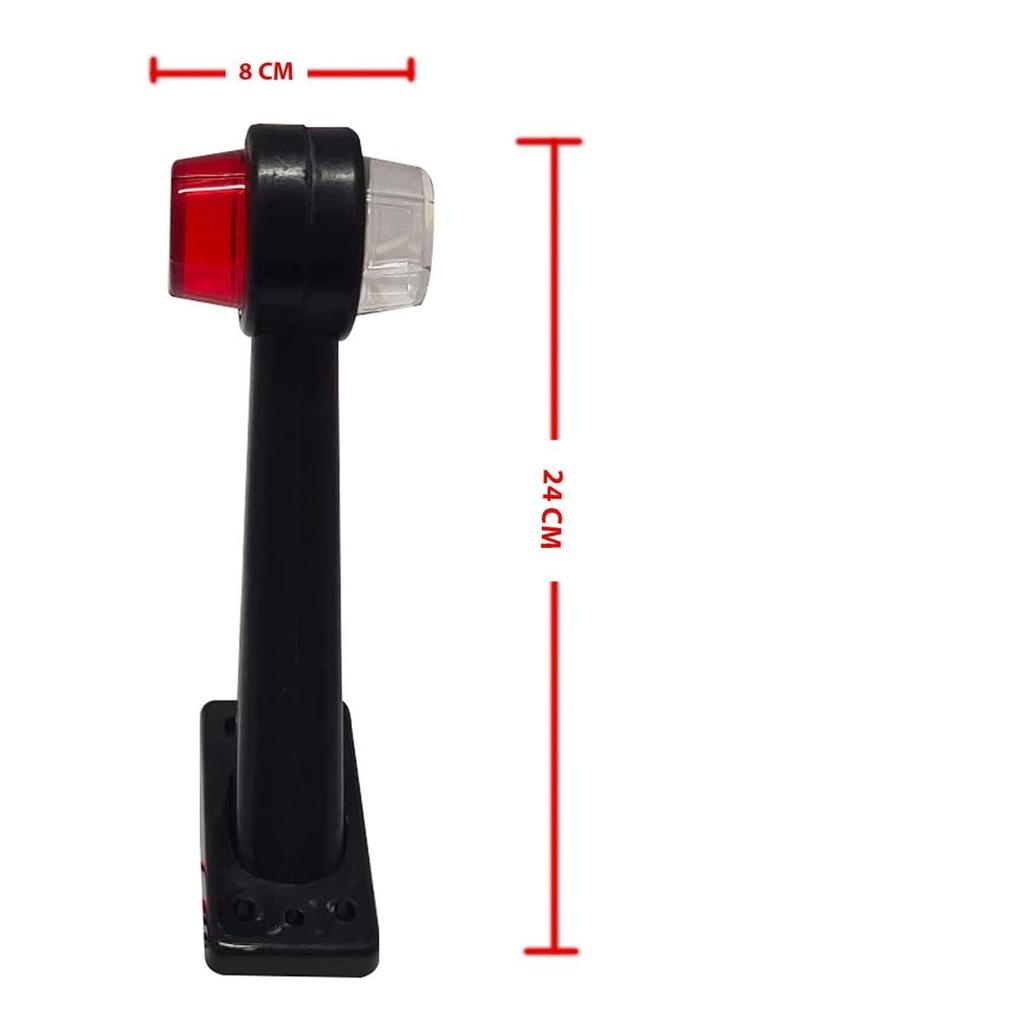 6 SMD Rubber Stalk Side Marker Light – Red/Clear Outline Lamp 12V Flexible Rubber Base | Compatible with Truck, Caravan, Kenworth, (Set of 4)