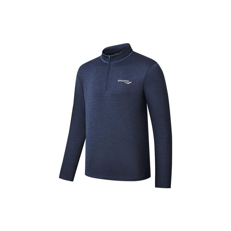 SAUCONY Однотонный пуловер с воротником-стойкой вязаный свитер с длинными рукавами мужской свитер туманно-голубой SC2210009B-BL22 L 7897₽