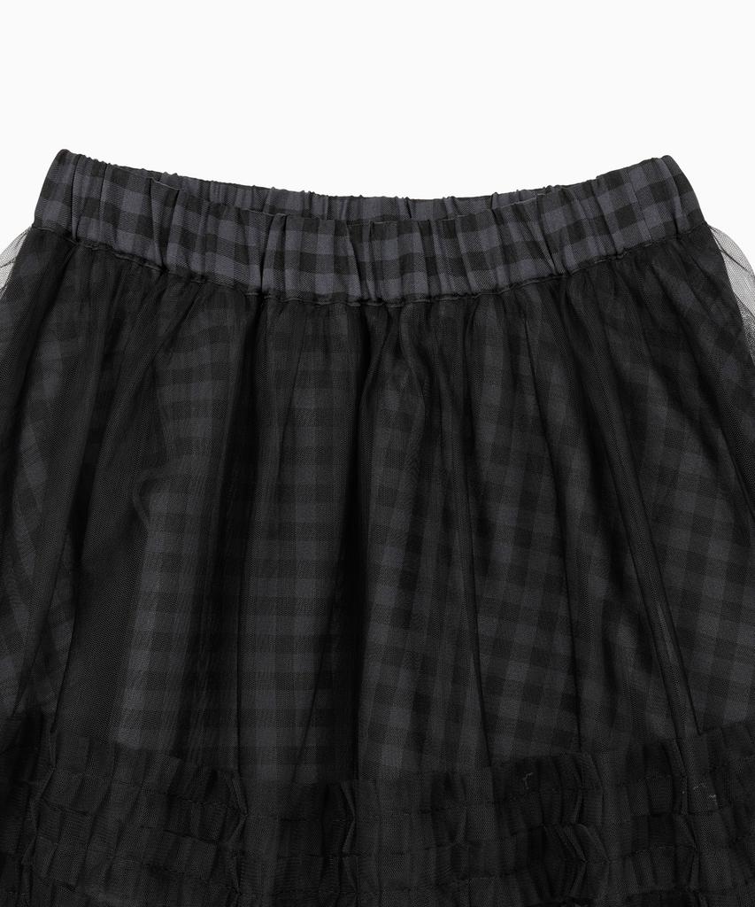 Ohesio Layered Sheer Frill Skirt, Khaki Check