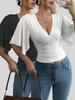 Elegant V-neck Versatile Trend Big Sleeve Women's T-shirt Two-piece Set