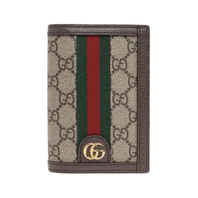 Ophidia Iconic GG Pattern Supreme Canvas Passport Bag, Same Style for Men and Women, Beige and Ebony Color