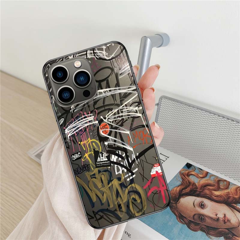 Graffiti Phone Case For Iphone 17 Air 16 15 Pro Max 14 Plus 16E Coque 13 Pro 12 Mini 11 Clear Cover Silicone Cute Shell Soft Cap