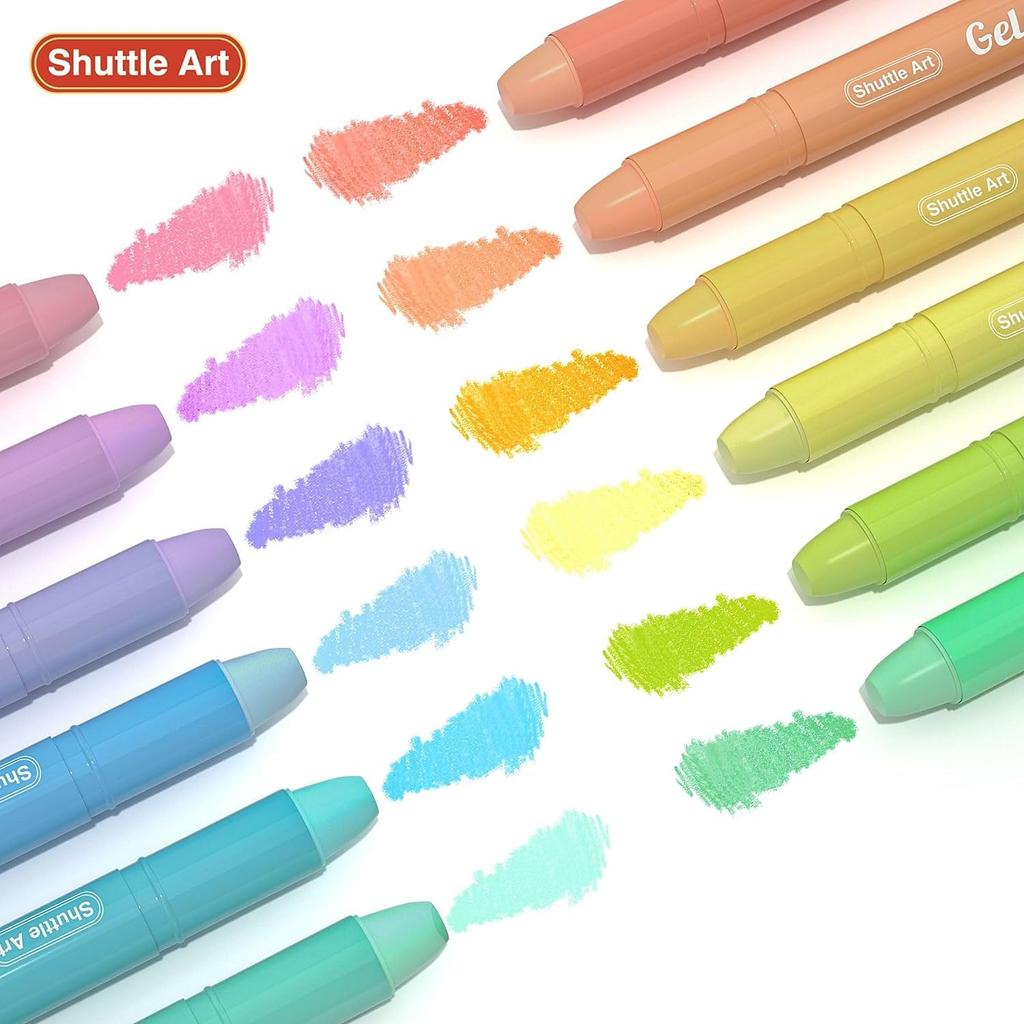 Shuttle Art Highlighter Pastel Solid Fluorescent Fluorescent Light Retractable Gel with Clear for Marking Convenient Storage Pens, Colors, 12-Color