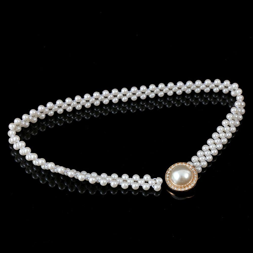 

Korean Style Pearl Belt Rhinestone Waist Belt Elegant Women Waistband Ladies