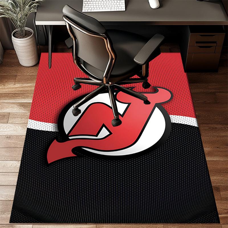 Jersey Devils Logo Floor Mat for Living Room, Game Rooms, Office, Bedroom, Office Floor Mat Playful Design, Christmas Fan Gifts