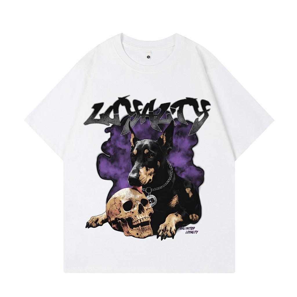 Heavy Weight Cotton Short-Sleeved T-Shirt High-Quality Digital Direct Injection Printing Half-Sleeved Washed Vintage T-Shirt