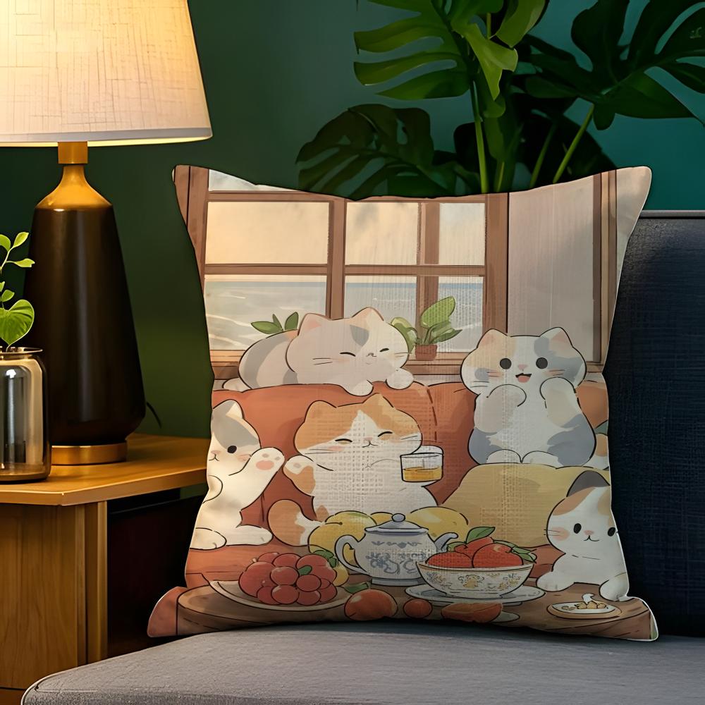 Cute cartoon animal girl decor Pillow Case Natural Linen Pillow Case DoubleSided Decor Sofa Pillowcase Home Decor
