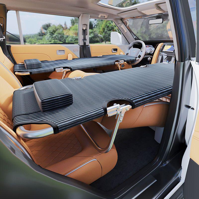 Universal Non-Inflatable Car Rear Seat Folding Travel Bed with Charger