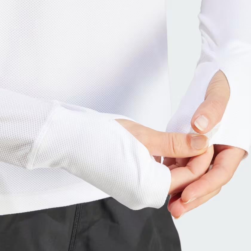 adidas Womens Own The Run Long Sleeve Long-Sleeve Top White Women Streetwear IK7437