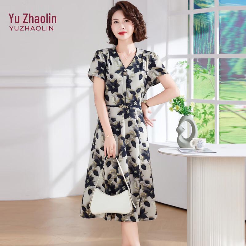 YUZHAOLIN Women s Elegant Floral Chiffon A-Line Maxi Dress XL
