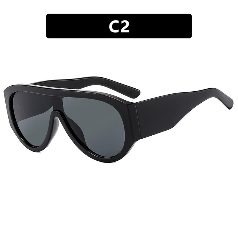 New Integrated Large Frame Oval Sunglasses Retro Brand Designer Double Bridge Glasses Fashion Women'S Sunshade Eyeglasses