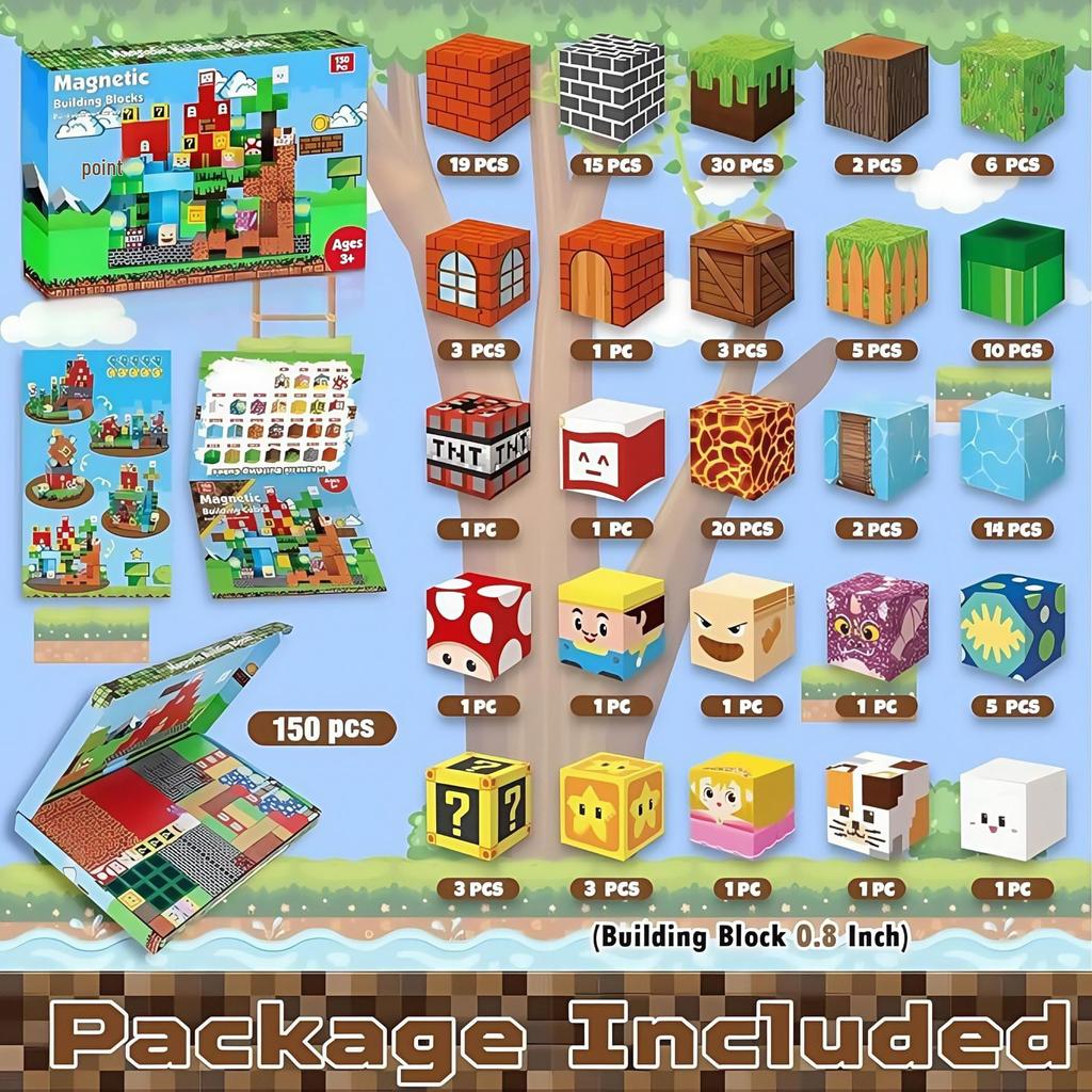 My Block World Children's Magnetic Cubes Set - Primeval Forest
