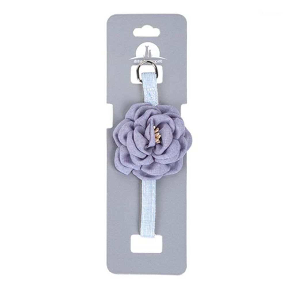 

Однотонное ожерелье для щенка кошки, кошачий ошейник, имитация камелии, ошейник для питомца, цветок камелии, регулируемый синий