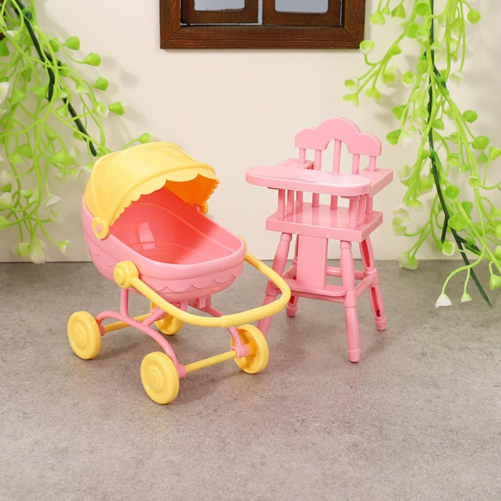 Simulation Dollhouse Stroller High Chair Dollhouse Baby Furniture  Model Decoration