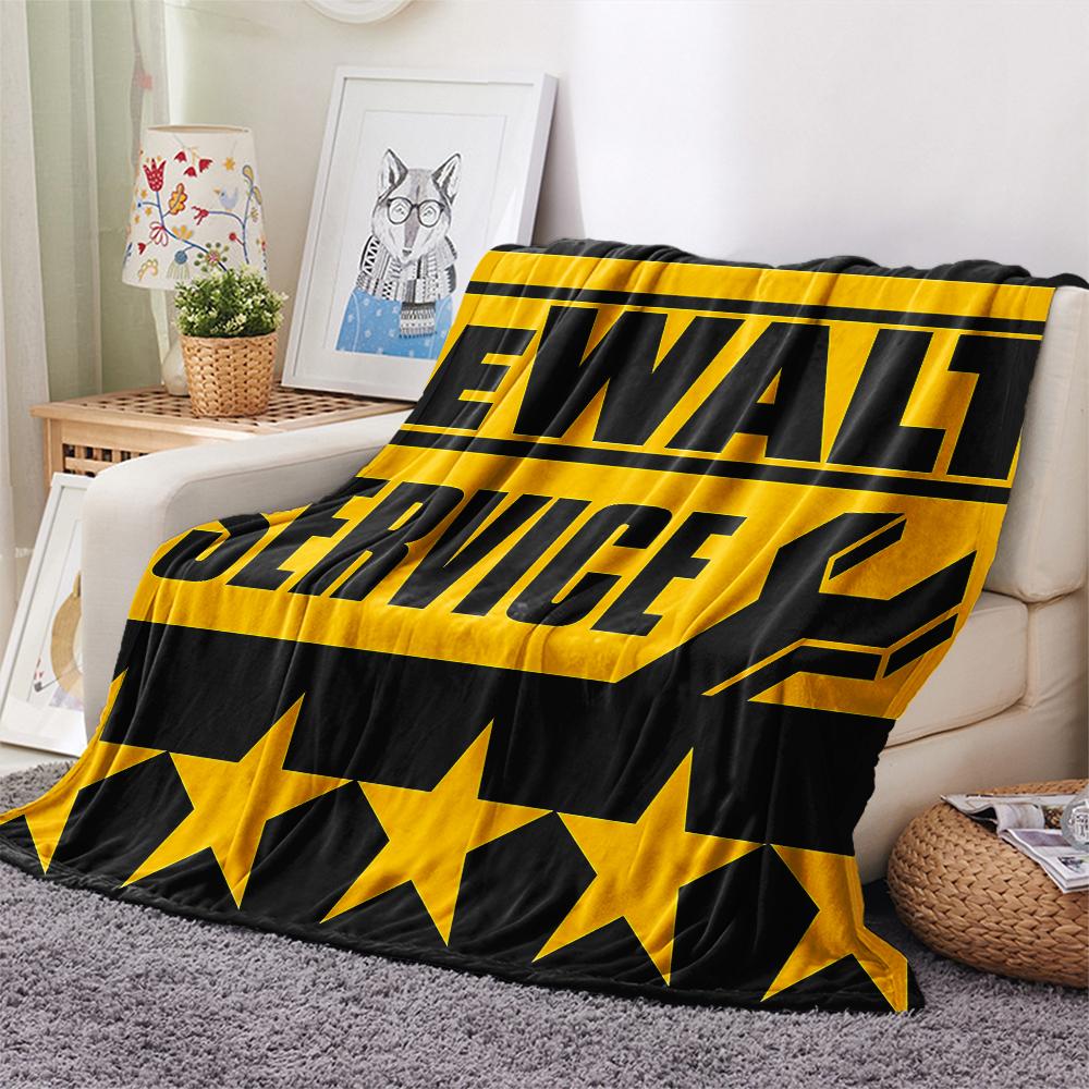 1 szt. Koc flanelowy z nadrukiem Dewalt, Wysokiej jakości, Na wszystkie pory roku, Wystrój domu, Ciepło i komfort, Idealny na prezenty świąteczne