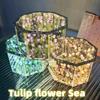 DIY Tulip Mirror Cube Lamp Simulation Flower Bedroom Sleeping Table Lamp Handmade Craft Rose Mirror Night Light Birthday Gifts