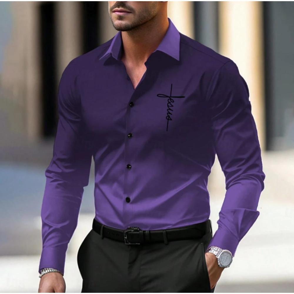 Men's Gradient Color Printed Long Sleeve Shirts Casual Cardigan New Button Holiday Fashion Shirts