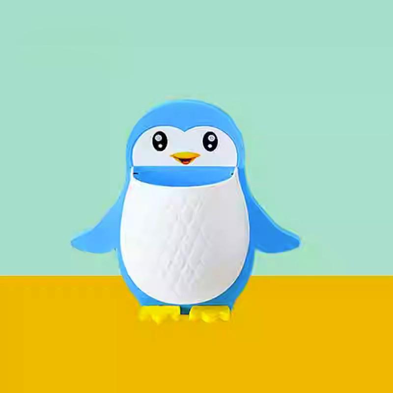 Cute Cartoon Penguin Wall Mounted Storage Holder With No Drill Installation Perfect For Bathroom Toothbrush Toiletry Organizer