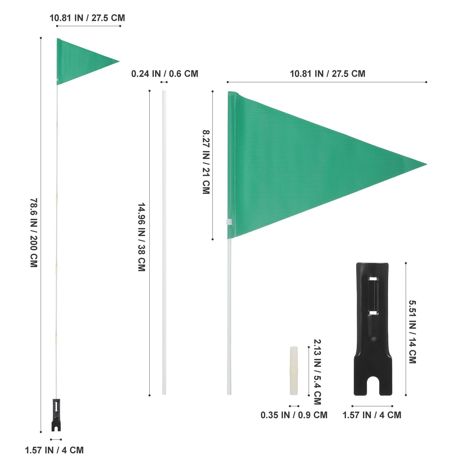 1Set Bike Safety Flag Adjustable Triangular Pole Children s Tail Cycling Sign Safety Flag Reflective Flagpole with Pole зелёный