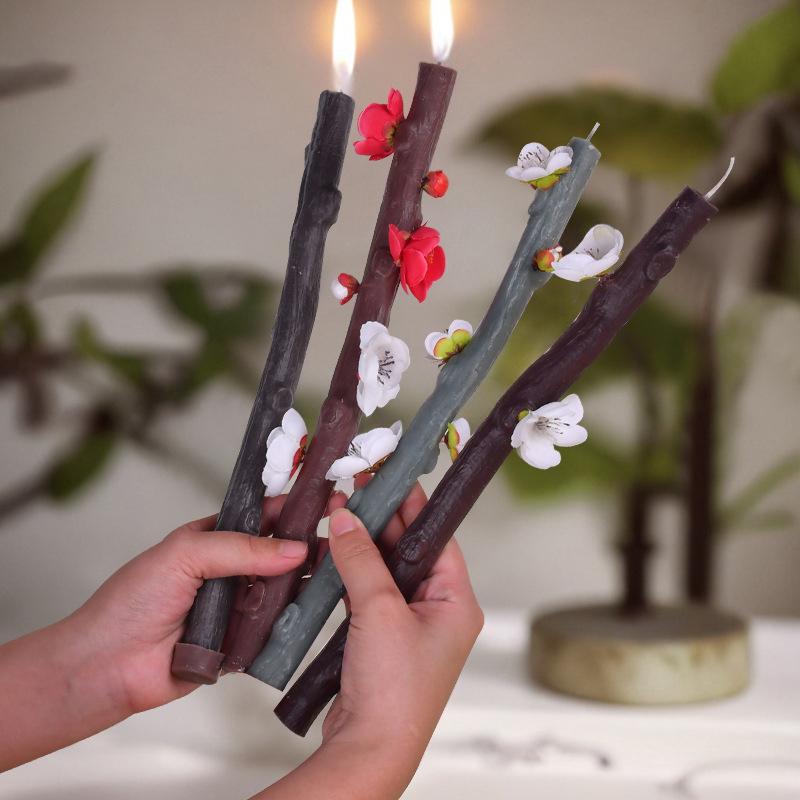 2PCS Simulated Tree Branch Shaped Silicone Molds Holiday Atmosphere Candle Molds Cake Molds Aromatherapy Candle Molds