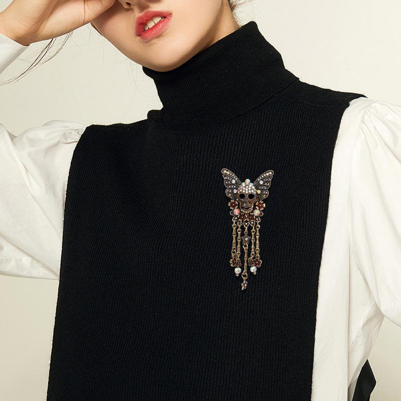 Dark Skull Tassel Retro Halloween Decorative Men's and Women's Accessories Brooch