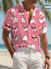 Men'S Casual 3D Cool Trendy All-Over Print Heart Pig Shirt