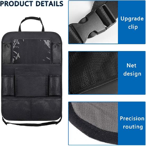 Aokdom 2PCS Car Seat Back Organizer,Extra Large Capacity Car Seat Organizer With 6 Mesh Pocket,2 Cup Holder & 4 Storage Bag,Road Trip Essentials For
