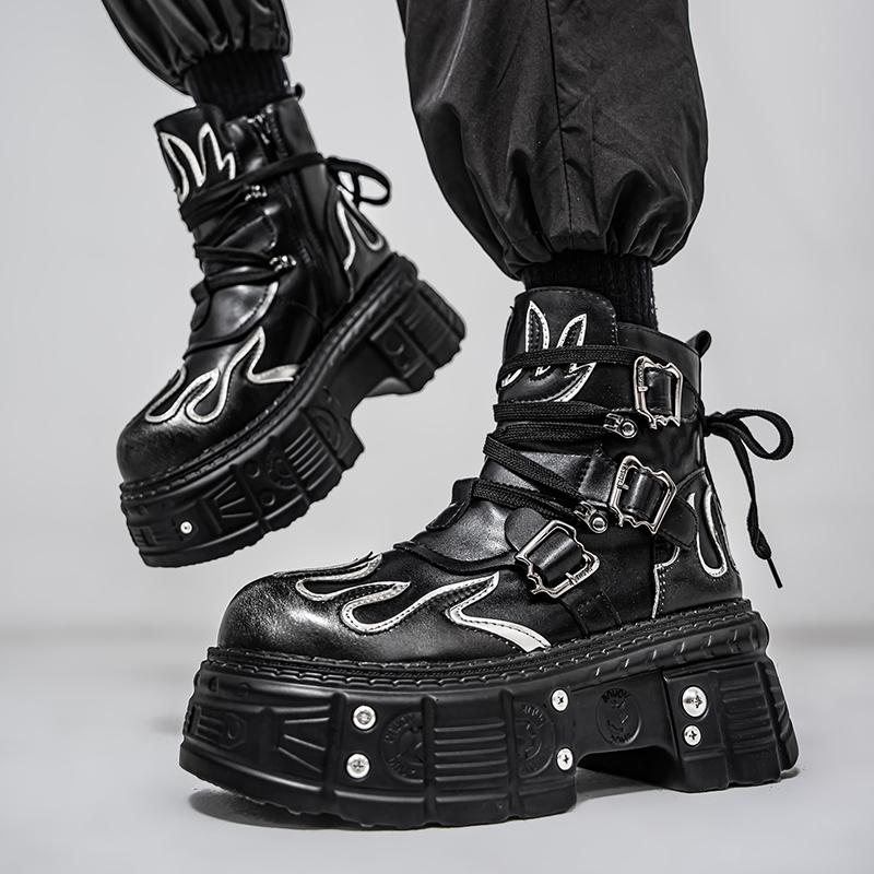 Men's Boots Four Seasons Thick-soled High-top Boots Fashion Joker Plus Size Tide Boots Anti-slip Comfort Youth Casual Work Boots