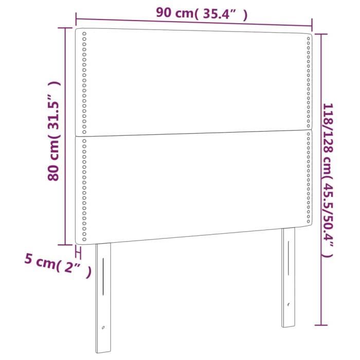 VidaXL Têtes de lit 2 pcs Bleu foncé 90x5x78-88 cm Velours3116232
