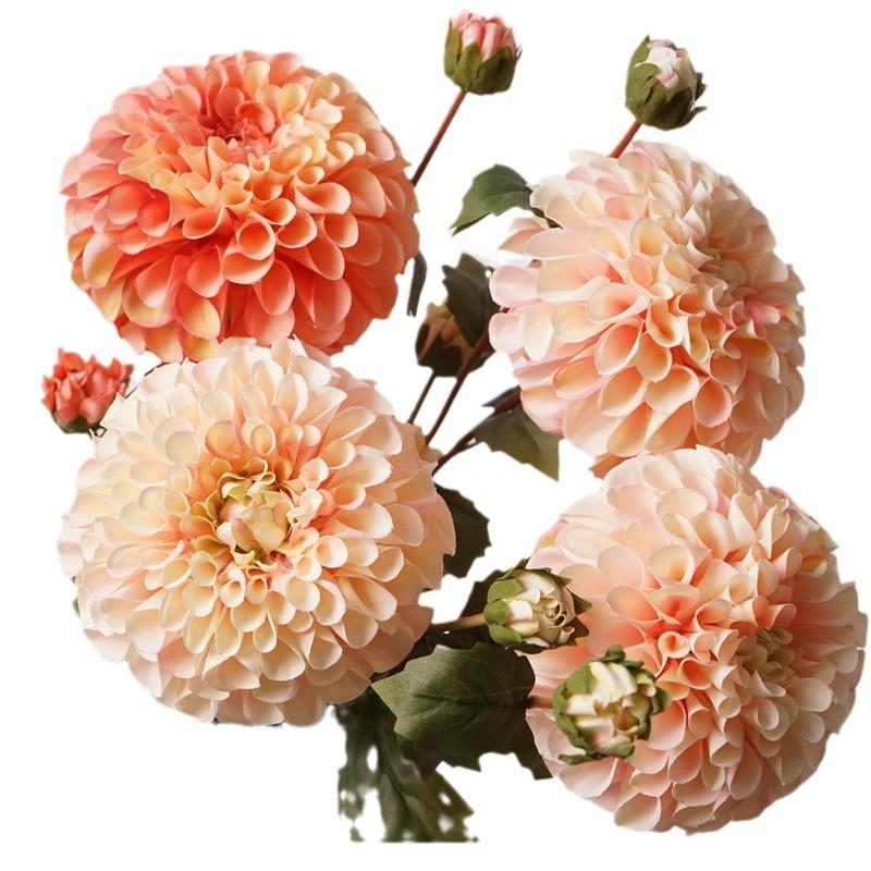 Autumn artificial flower coral dahlia lucky chrysanthemum wedding ornament home decoration silk flower