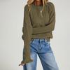 Women's Casual Pullover Sweater with Round Neck and Long Sleeves for Everyday Wear