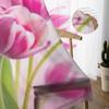 Czerwone tulipany z zieloną trawą prześwitujące firanki do salonu okno przezroczysta tiulowa zasłona z woalu zasłony do sypialni Home Decor