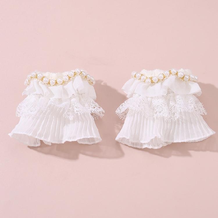 Lace Wrist Cuffs Pair for Historical Costume Parties Decorative Bowknot Lace Wristband for Cosplay and Fashion