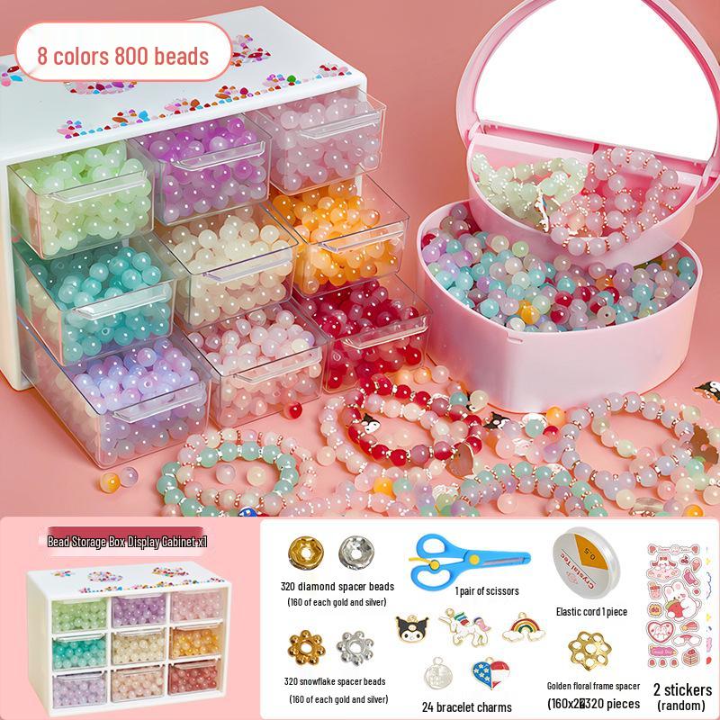 Handmade DIY Beading Kit for Kids: Educational Bracelet & Necklace Craft Set with Glass Beads