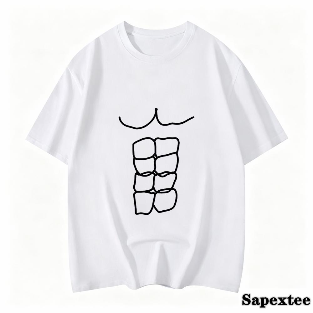 Fun Fitness Abdominal Muscle Print Tshirt Unisexs Short Sleeve Tshirt Unisexs Sports Top Summer Streetwear Graphic T Shirts