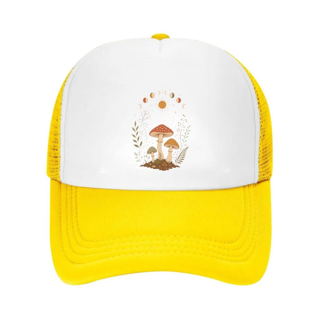 Boho Celestial Forest Mushroom Phase Mesh Baseball Cap Casual Hat Outdoor  For Womens Unisex FeUnisex