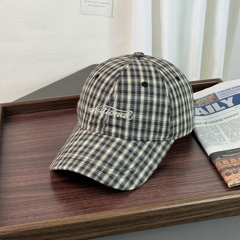 Fashion Hat spring and summer new Korean plaid soft top small baseball cap female couple outdoor mountaineering small cap male