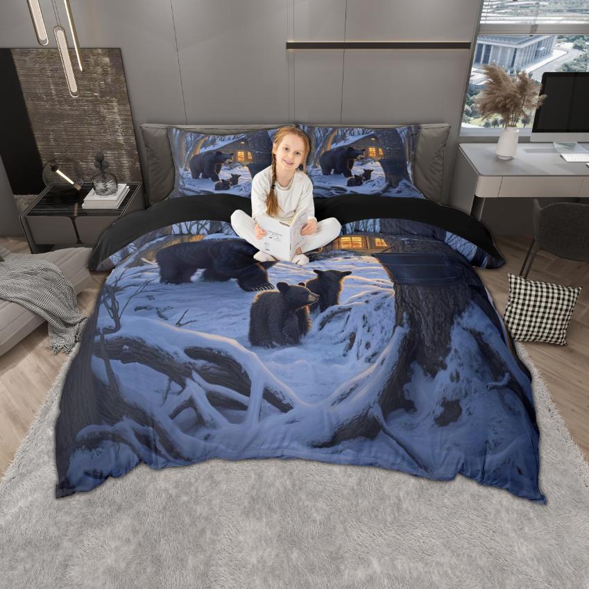 Comforter Homewish Xmas Santa Claus For Kids Children 2Pcs/3Pcs Rustic Lodge Cabin Xmas Bedding Happy New Year Bed Set