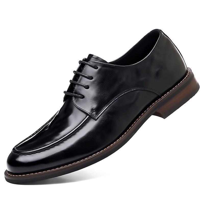 The first layer of cowhide men's high-end light luxury leather shoes solid wood solid foundation leather men's shoes casual single shoes