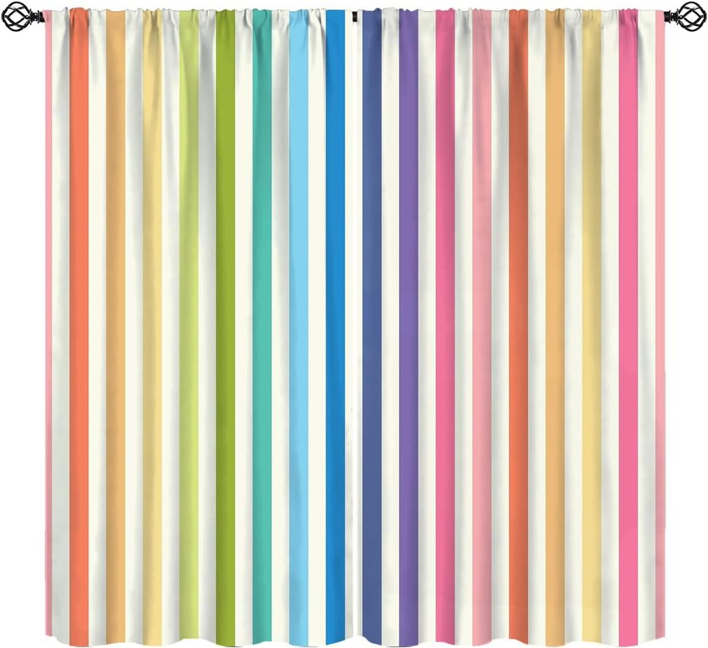 Stripe Curtains Red Ribbon Bow Stripes White Pink Background Window Treatments Insulated Drapes Panels Thermal Made Of Polyester