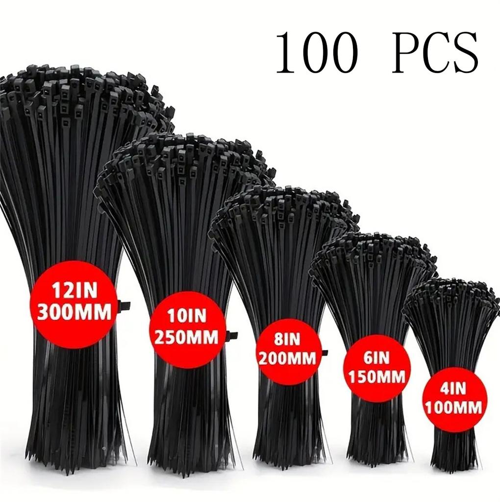 100 PCS Self-locking Plastic Nylon Tie Black Fastening Strap Cable-Tie-Set Cable Fastening Ring Zip Wraps Strap Tie Wholesale