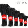 100 PCS Self-locking Plastic Nylon Tie Black Fastening Strap Cable-Tie-Set Cable Fastening Ring Zip Wraps Strap Tie Wholesale