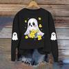 Women's Fashionable Casual Long-sleeved Halloween Printed Round-neck Top