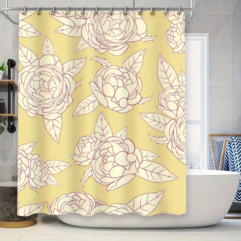 

Винтажная Цветочная Шторка для Душа Кремовая с Розовым Красным Принтом Пионов Декор для Ванной Комнаты, Перегородка для Комнаты Доступен Индивидуальный Размер (60x72 дюйма 90x180cm